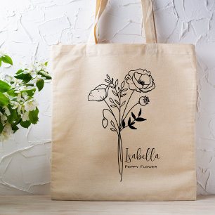 Bolsa Tote Flor do Mês de Nascimento Personalizada Agosto Boh