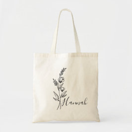 Bolsa Tote Flor do Mês de Nascimento Personalizada com Nome 