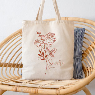 Bolsa Tote Flor do Mês de Nascimento Personalizada Junho Boho
