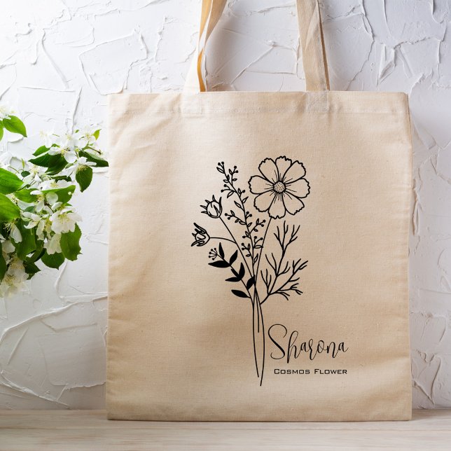 Bolsa Tote Flor do Mês de Nascimento Personalizada Outubro Bo (Criador carregado)