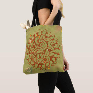 Bolsa Tote Flor do Sol Verde Oliva e Ferrugem Grunge