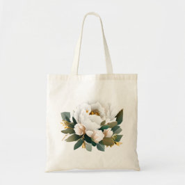 Bolsa Tote Flor Dourada Eucalyptus Branca