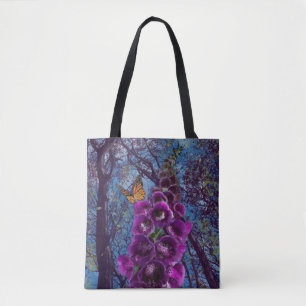 Bolsa Tote Flor e borboleta de foxglove