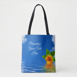 Bolsa Tote Flor Elegante sobre Água Agitada Personalizar Text