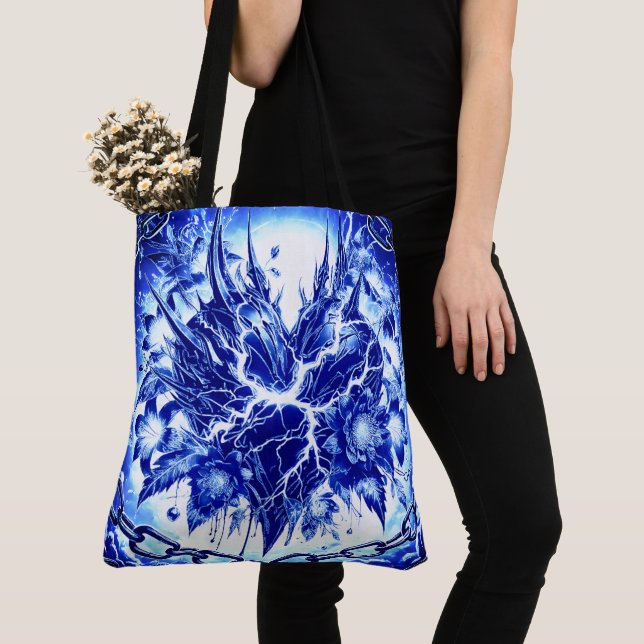 Bolsa Tote Flor Explosão Azul Elétrico (Close Up)