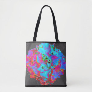 Bolsa Tote Flor floral cor azul-rosa púrpura, cor-de-rosa ver