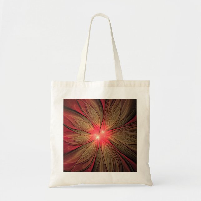 Bolsa Tote Flor fractal de fanfarrão vermelho (Frente)