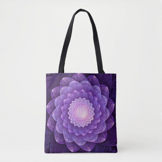 Bolsa Tote Flor Fractal em Roxo (Frente)