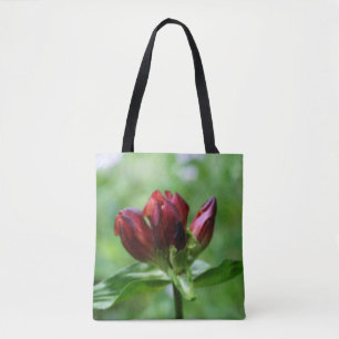 Bolsa Tote Flor Gentiana Vermelha Em Sangue