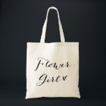Bolsa Tote Flor Girl | Tote Bag de Casamento da Caligrafia Mo<br><div class="desc">Saco de tote Whimsical para a florista com caligrafia moderna. Outro texto está disponível na minha loja.</div>