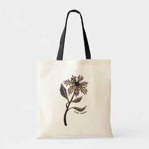 Bolsa Tote Flor Gótico - Retro Tinta Vintage Vermelha Nome P