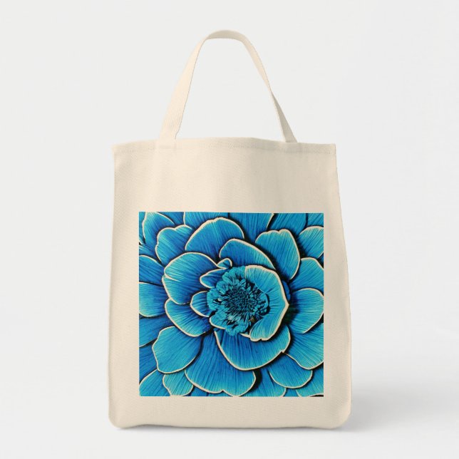 Bolsa Tote Flor Grande Azul Camellia (Frente)