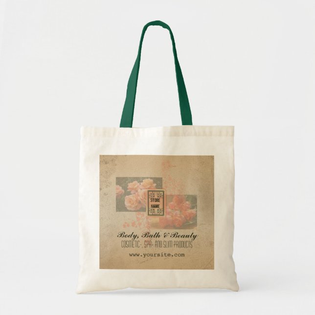 Bolsa Tote Flor Grunge Vintage - Saco Impresso (Frente)