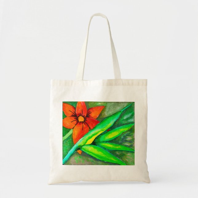 Bolsa Tote Flor Laranja e Saco de Tota Verde (Frente)