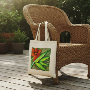 Bolsa Tote Flor Laranja e Saco de Tota Verde