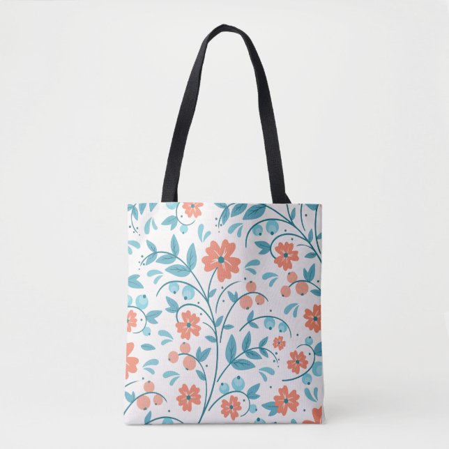 Bolsa Tote Flor laranja minimalista (Frente)