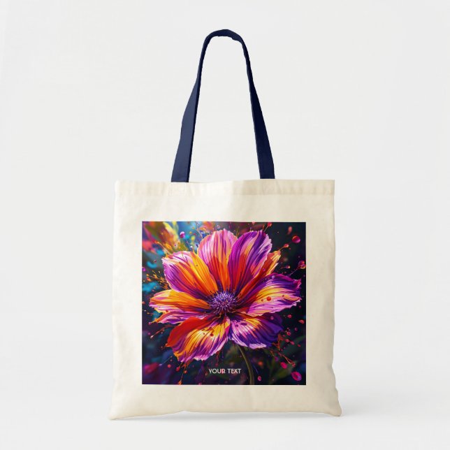 Bolsa Tote Flor Laranja Roxo Fantasy (Frente)