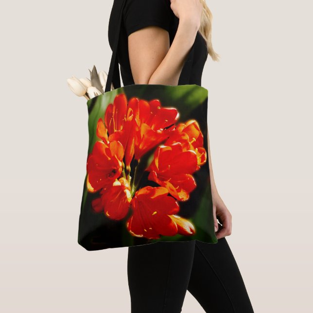 Bolsa Tote Flor Laranja Vibrante Floral (Close Up)