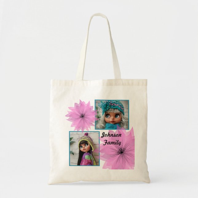 Bolsa Tote Flor lilás elegante (Frente)
