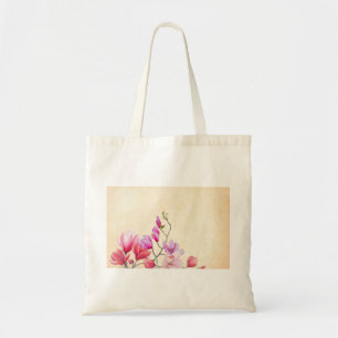 Bolsa Tote Flor Magnolia Watercolor Primavera Floral Vintage