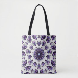 Bolsa Tote Flor Mandala Abstrato Kaleidoscópico Padrão
