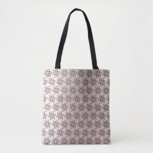 Bolsa Tote Flor Na moda brilhante de chic preto e roxo elegan