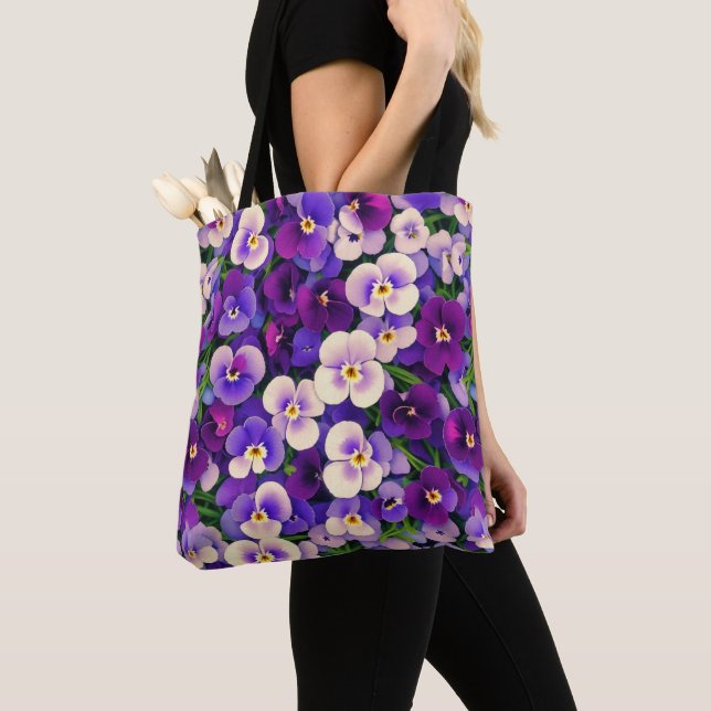 Bolsa Tote Flor Pansível Roxo (Close Up)