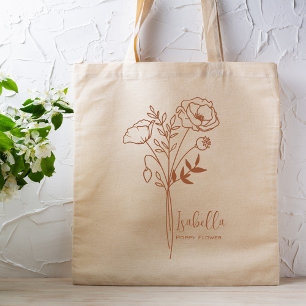 Bolsa Tote Flor Personalizada do Mês de Nascimento Agosto Boh