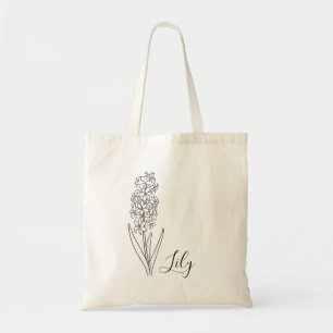 Bolsa Tote Flor Personalizada do Mês de Nascimento com Nome C