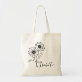 Bolsa Tote Flor Personalizada do Mês de Nascimento com Nome P