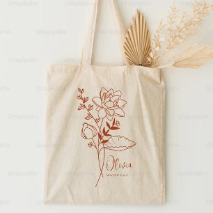 Bolsa Tote Flor Personalizada do Mês de Nascimento Julho Ferr