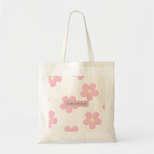 Bolsa Tote Flor Personalizada Rosa Dália Retro