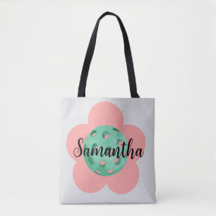 Bolsa Tote Flor Personalizado de Pickleball Simplesmente Dese
