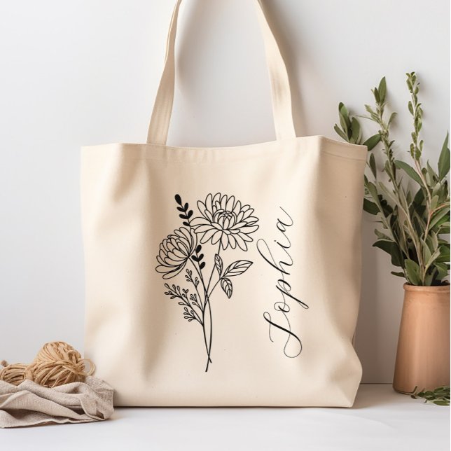 Bolsa Tote Flor Personalizado do Mês de Nascimento, novembro (Criador carregado)