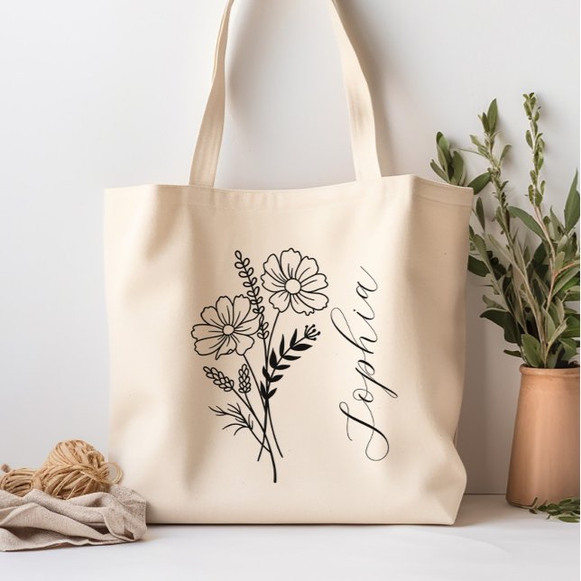 Bolsa Tote Flor Personalizado do Mês de Nascimento outubro (Criador carregado)
