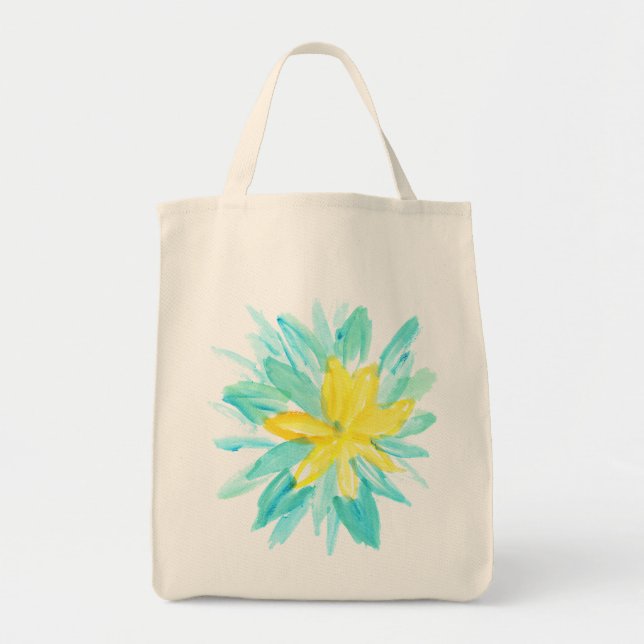 Bolsa Tote flor pintado mão (Frente)