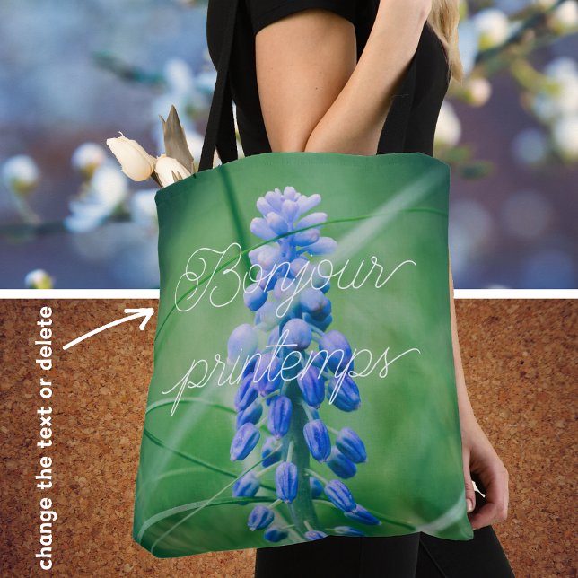 Bolsa Tote Flor primavera (Hyacinth de Uvas) (Criador carregado)