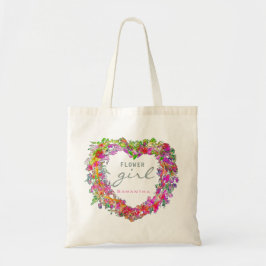 Bolsa Tote Flor Rapariga Trendy Script Watercolor Heart Wreat
