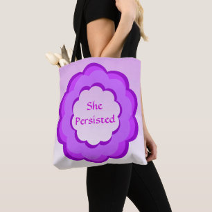 Bolsa Tote Flor rosa e roxo, ela persistiu no saco