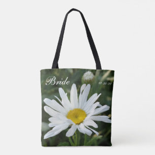 Bolsa Tote Flor rosa personalizada com Nome Brilho e data