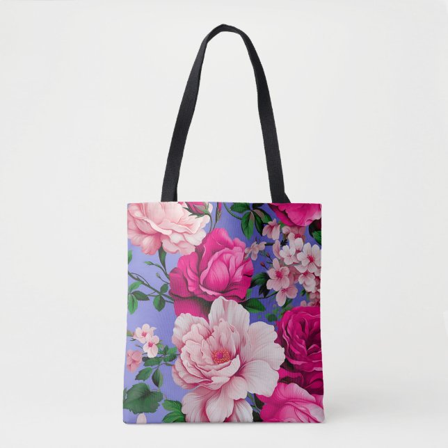 Bolsa Tote Flor Rosa Rosa Rosa Grande (Frente)