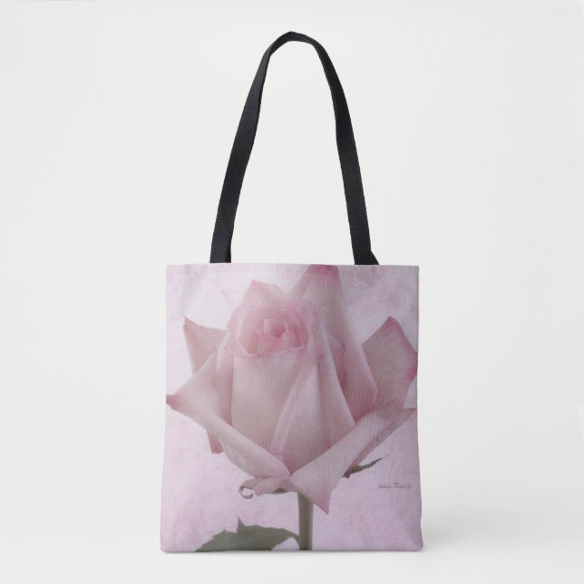 Bolsa Tote Flor Rosa Rosa Rosa Suave (Frente)