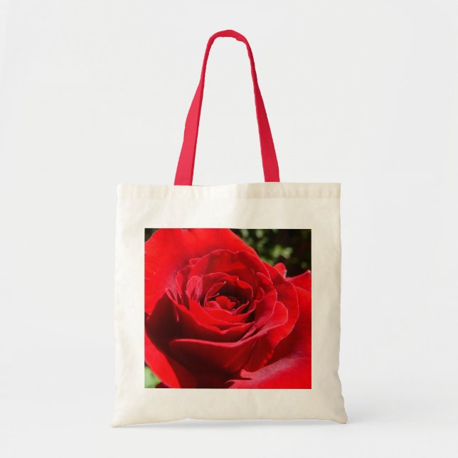 Bolsa Tote Flor Rosa vermelha Brilhante Floral (Frente)
