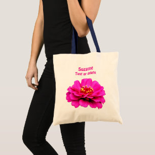 Bolsa Tote Flor Rosa Zinnia Personalizado