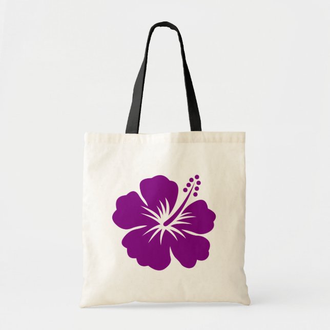 Bolsa Tote Flor roxa do hibiscus aloha (Frente)