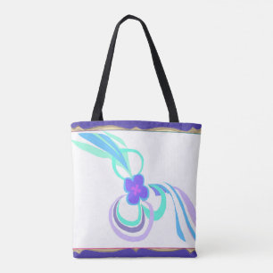 Bolsa Tote Flor Roxo Com Fitas