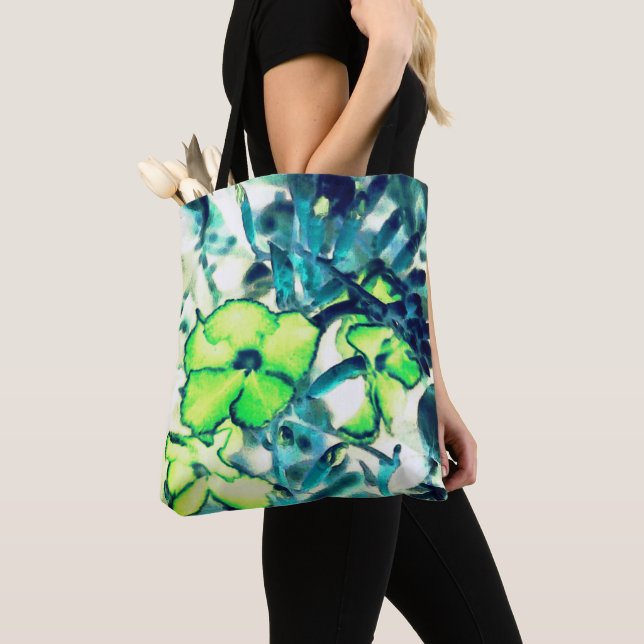 Bolsa Tote Flor verde de cores alteradas (Close Up)