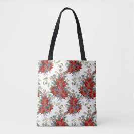 Bolsa Tote Flor vermelha de Poinsettia, rica em festas, Saco