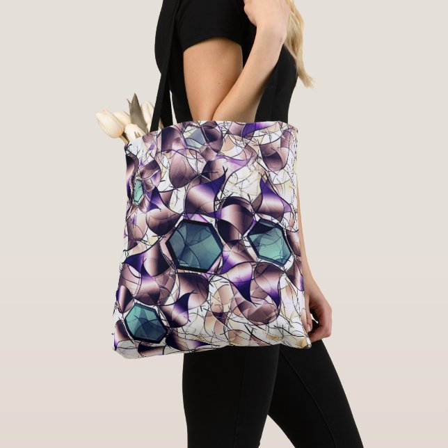 Bolsa Tote Flor virtual bagunçada em tons gradiente (Close Up)