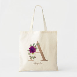 Bolsa Tote Flora Buquê Monograma - Letra A Bridesmaid